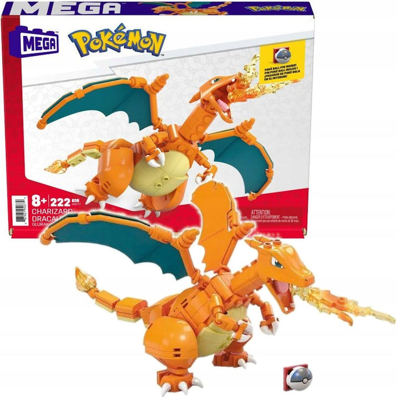 Zabawka MEGA CONSTRUX POKEMON KLOCKI  CHARIZARD - kolekcjonerska premium zabawki Aseo dla dzieci