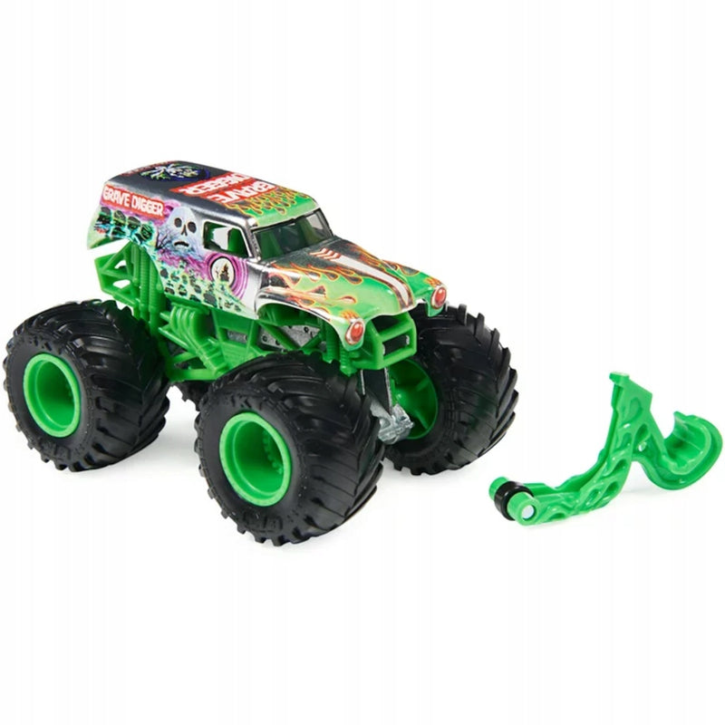 MONSTER JAM TRUCK AUTO TERENOWE GRAVE DI - widok 2 opakowania szczegoly zabawka kolekcja