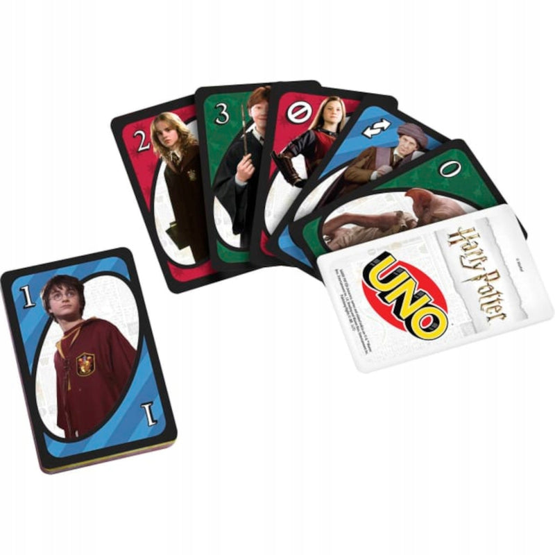 GRA KARCIANA UNO HARRY POTTER MATTEL GAM - widok 2 opakowania szczegoly zabawka kolekcja