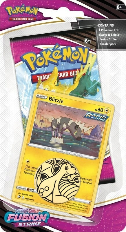 Zabawka POKEMON TCG FUSION STRIKE BOOSTER PACK + BLITZLE - kolekcjonerska premium zabawki Aseo dla dzieci