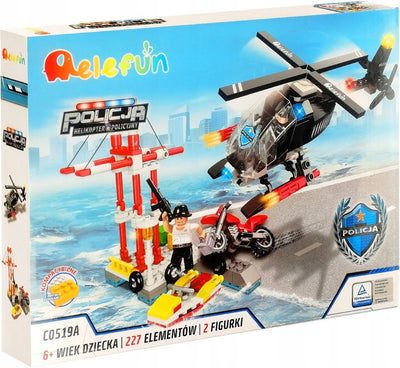 Zabawka ELEFUN KLOCKI POLICJA HELIKOPTER POLICYJNY C0519A - kolekcjonerska premium zabawki Aseo dla dzieci