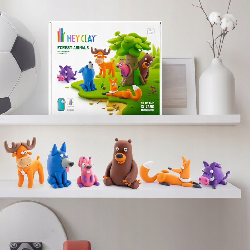 HEY CLAY ZESTAW FOREST ANIMALS 15 TUBEK - widok 3 opakowania szczegoly zabawka kolekcja