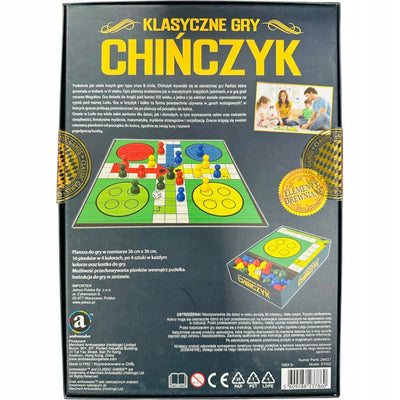 KLASYCZNE GRY CHIŃCZYK LUDO DREWNIANE AM - widok 2 opakowania szczegoly zabawka kolekcja