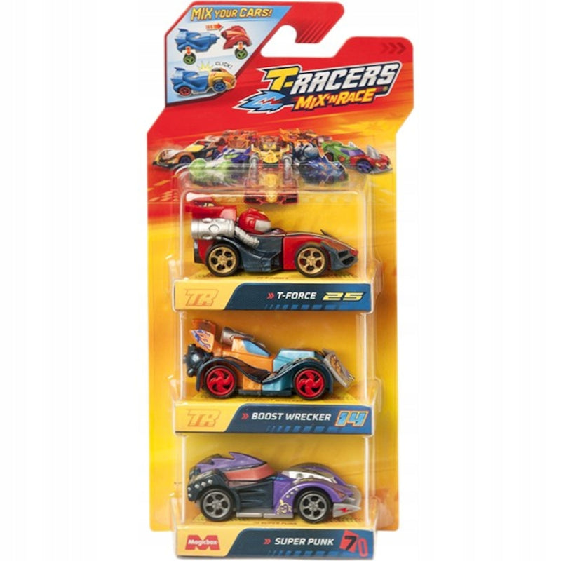 T-RACERS 2.0 MIX 'N RACE 3-PAK T-FORCE + - widok 2 opakowania szczegoly zabawka kolekcja