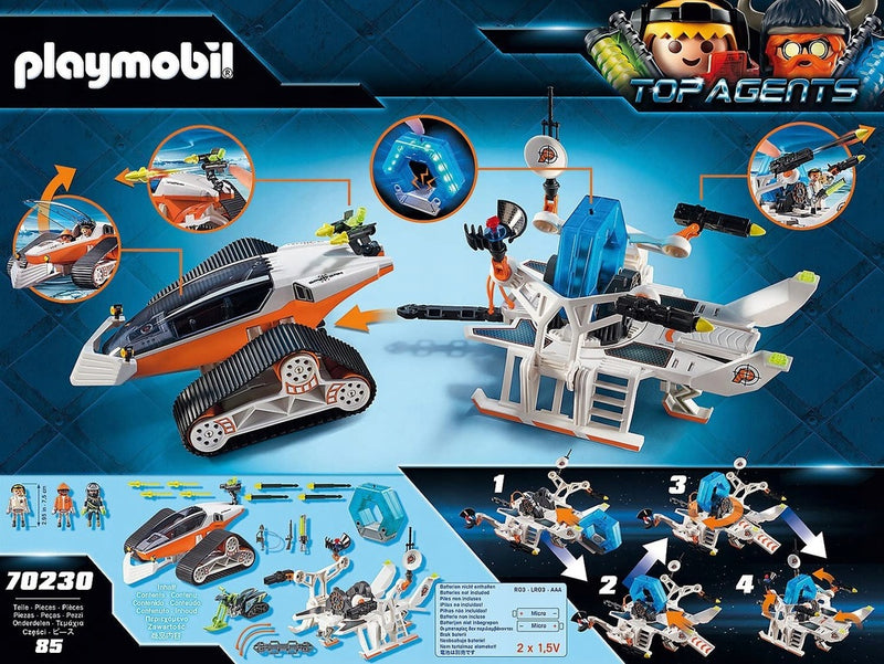 PLAYMOBIL TOP AGENTS SPY POJAZD GĄSIENIC - widok 3 opakowania szczegoly zabawka kolekcja