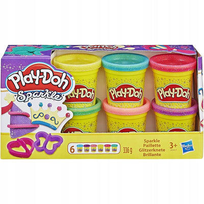PLAY-DOH SPARKLE BŁYSZCZĄCA CIASTOLINA Z - widok 2 opakowania szczegoly zabawka kolekcja