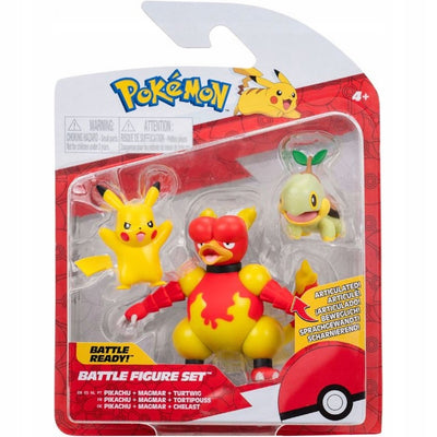 Zabawka POKEMON FIGURKI 3-PAK PIKACHU + TURTWIG + MAGMAR - kolekcjonerska premium zabawki Aseo dla dzieci