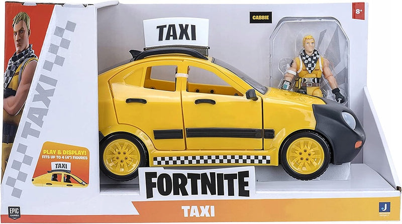 FORTNITE TAXI POJAZD +  CABBIE TAXI FATH - widok 2 opakowania szczegoly zabawka kolekcja