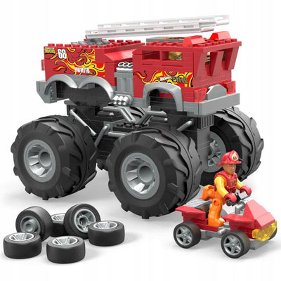 MEGA HOT WHEELS MONSTER TRUCK 5-ALARM +  - widok 2 opakowania szczegoly zabawka kolekcja
