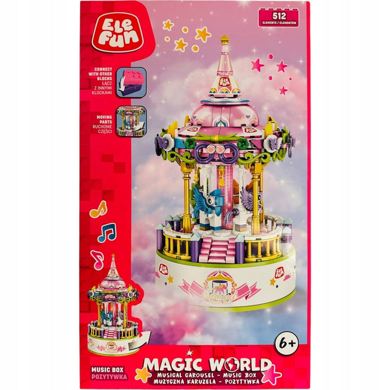 KLOCKI ELEFUN MAGIC WORLD MUSICAL CAROUS - widok 3 opakowania szczegoly zabawka kolekcja