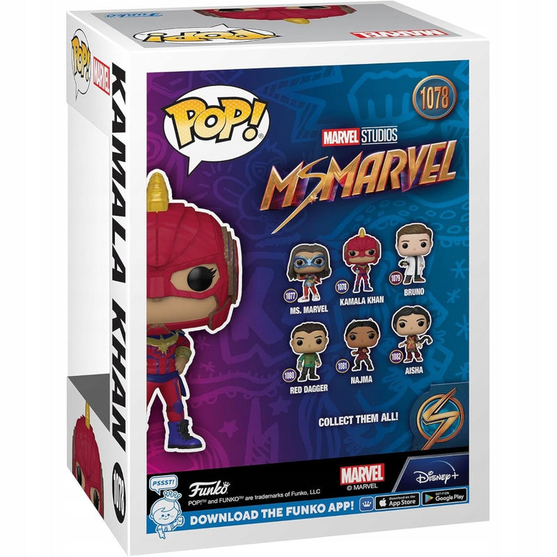 Funko POP MARVEL STUDIOS MS. MARVEL BOBBLE-HE - widok 2 opakowania tyl back box kolekcjonerska