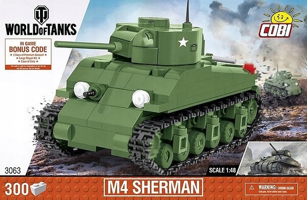 Zabawka COBI WORLD OF TANKS CZOŁG M4 SHERMAN 3063 - kolekcjonerska premium zabawki Aseo dla dzieci
