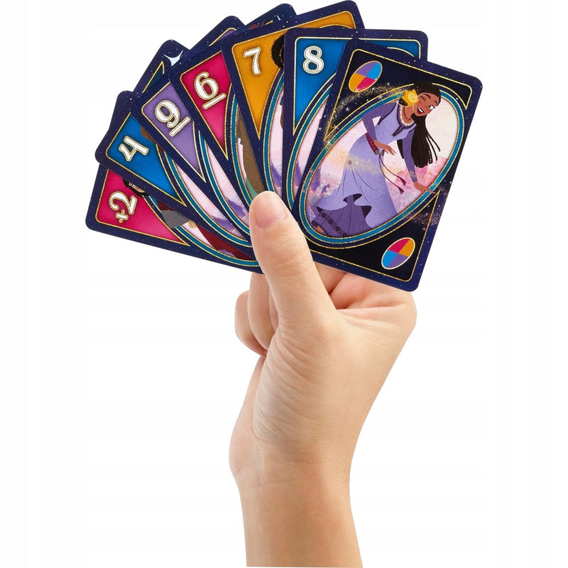 GRA KARCIANA UNO DISNEY WISH MATTEL GAME - widok 3 opakowania szczegoly zabawka kolekcja