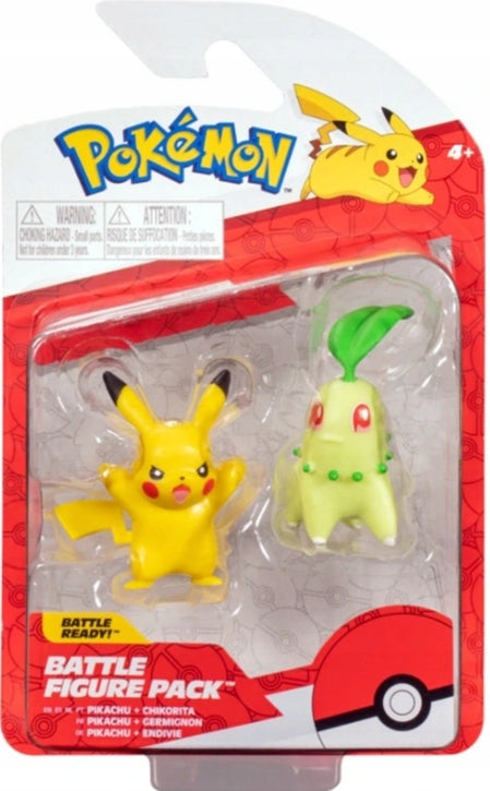 Zabawka FIGURKI POKEMON ZESTAW 2-PAK PIKACHU + CHIKORITA - kolekcjonerska premium zabawki Aseo dla dzieci