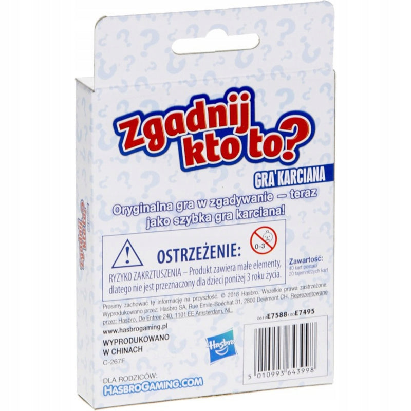 GRA KARCIANA ZGADNIJ KTO TO? HASBRO GRA  - widok 3 opakowania szczegoly zabawka kolekcja