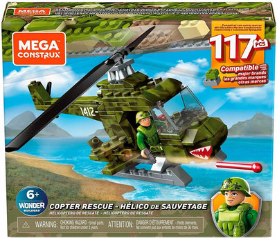 MEGA CONSTRUX BLOKS HELIKOPTER WOJSKOWY  - widok 2 opakowania szczegoly zabawka kolekcja