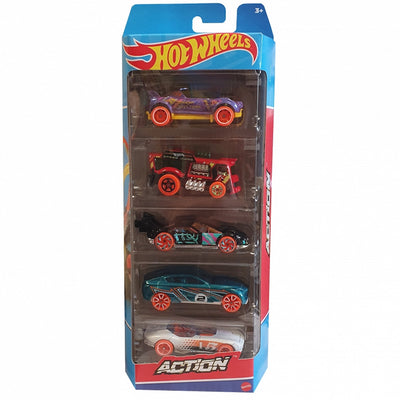 HOT WHEELS 5-PAK ZESTAW MATTEL ACTION HF - widok 2 opakowania szczegoly zabawka kolekcja