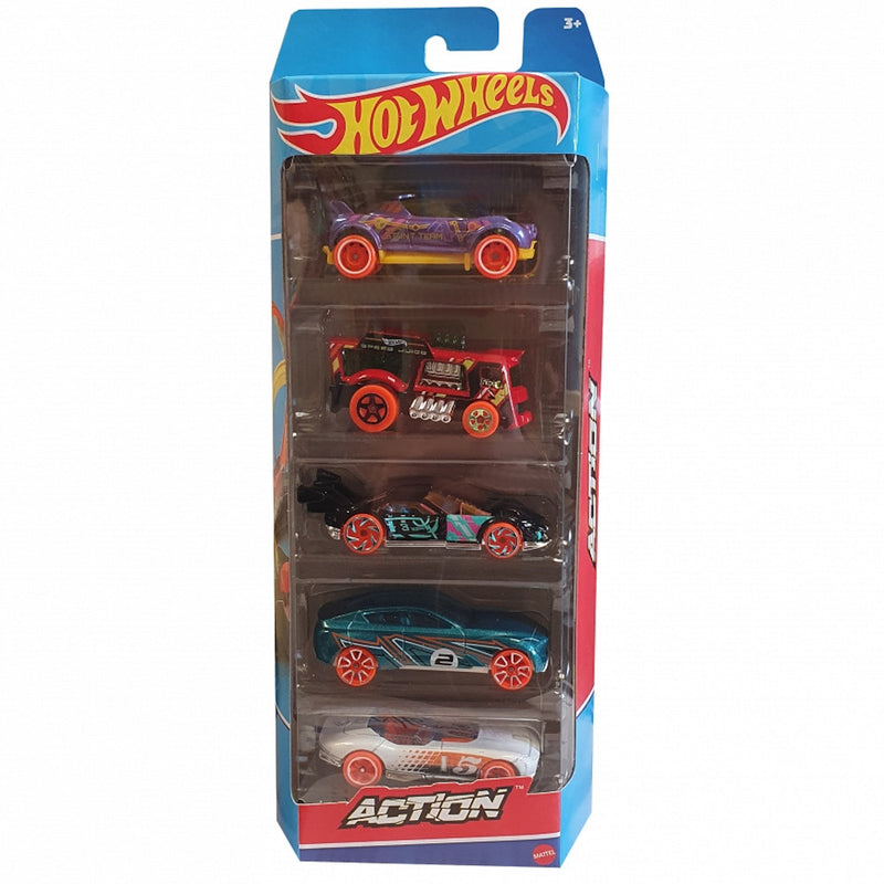 HOT WHEELS 5-PAK ZESTAW MATTEL ACTION HF - widok 2 opakowania szczegoly zabawka kolekcja